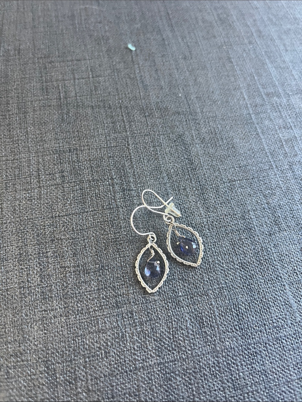 Silver Teardrop Purple Amethyst stone Dangle Earrings